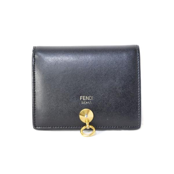 フェンディ FENDI BY THE WAY バイザウェイ 二つ折り 財布 レザー 黒 ブラック レ...