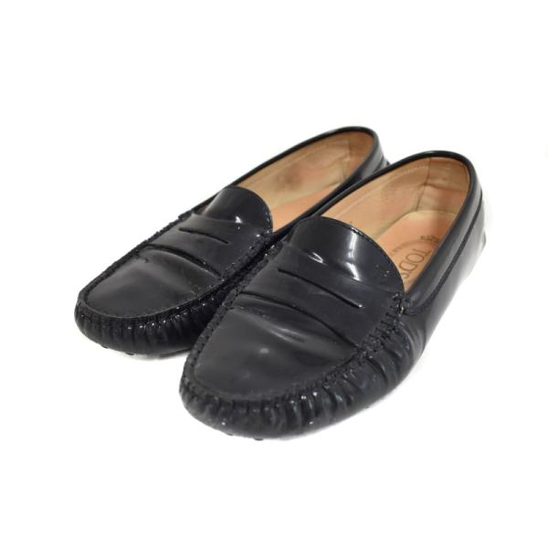 トッズ TOD'S ドライビングシューズ ローファー 37 黒 ブラック ☆AA★ レディース