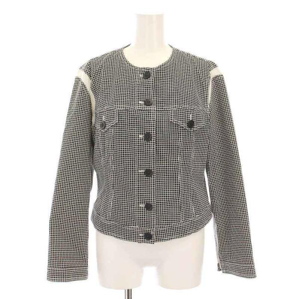 アルマーニ コレツィオーニ ARMANI COLLEZIONI ノーカラージャケット ブルゾン チェ...