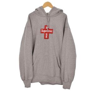 シュプリーム SUPREME Cross Box Logo Hooded Sweatshirt クロスボックスロゴ パーカー フーディー L グレー ☆AA★ メンズ