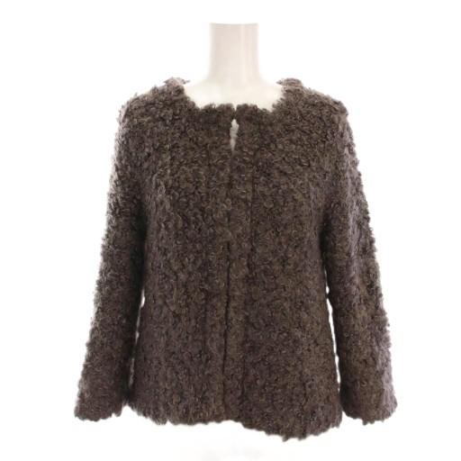 23区 オンワード樫山 ボアノーカラージャケット ウール モヘヤ混 38 茶色 ブラウン CKRWO...