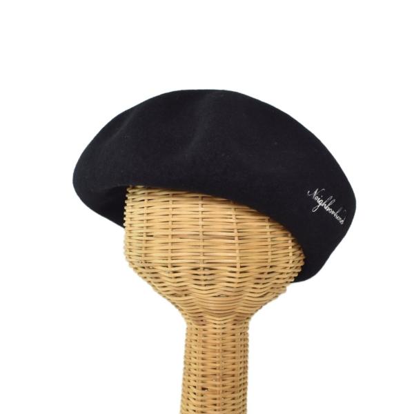 ネイバーフッド NEIGHBORHOOD ベレー帽 ロゴ ウール M 黒 ブラック 24211NH-...