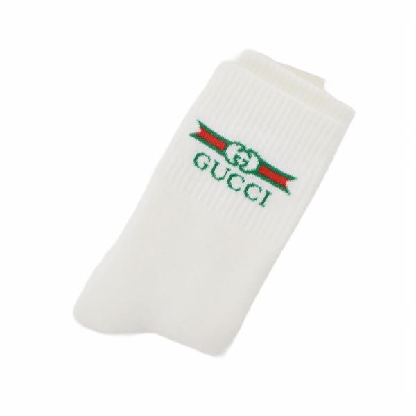 未使用品 グッチ GUCCI ロゴ ソックス 靴下 L 白 ホワイト 604038 ☆AA★ メンズ