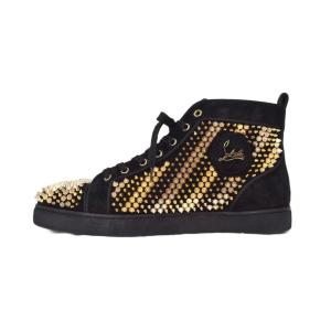 クリスチャンルブタン Christian louboutin GALVALOUIS FLAT VEAU スタッズ スニーカー ハイカット 42.5 黒 ブラック メンズ
