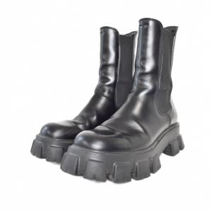 プラダ PRADA モノリス ブラッシュド レザー チェルシー ブーツ 9.5 黒 ブラック 2UE027 メンズ