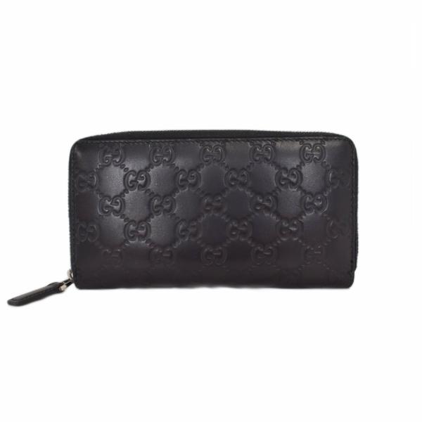 グッチ GUCCI グッチシマ ラウンドファスナー 長財布 ロングウォレット 黒 ブラック 3079...