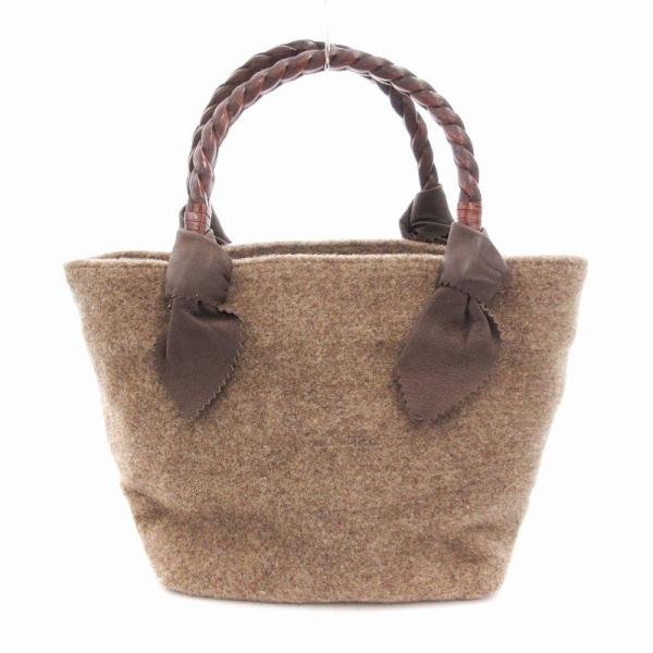 イエン YIEN トートバッグ ハンドバッグ ウール フェルト レザー切替 ドローストリング イタリ...