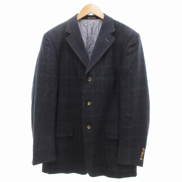 パルジレリ PAL ZILERI テーラードジャケット ブレザー 3B チェック シルク混 リネン混...