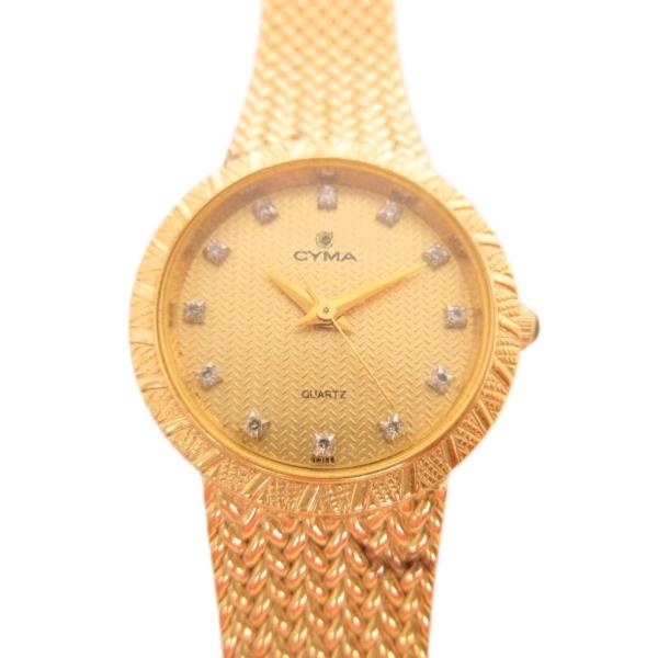シーマ CYMA 810 腕時計 ウォッチ 3針 アナログ クオーツ 12Pダイヤ ゴールドカラー ...