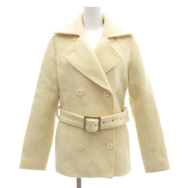 アルバローザ ALBAROSA ハーフコート ダブルブレスト ベルト ツイード F アイボリー /J...