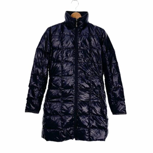 モンクレール MONCLER 茶タグ リバーシブルダウンコート ロング ロゴ 1 紺 ネイビー 49...