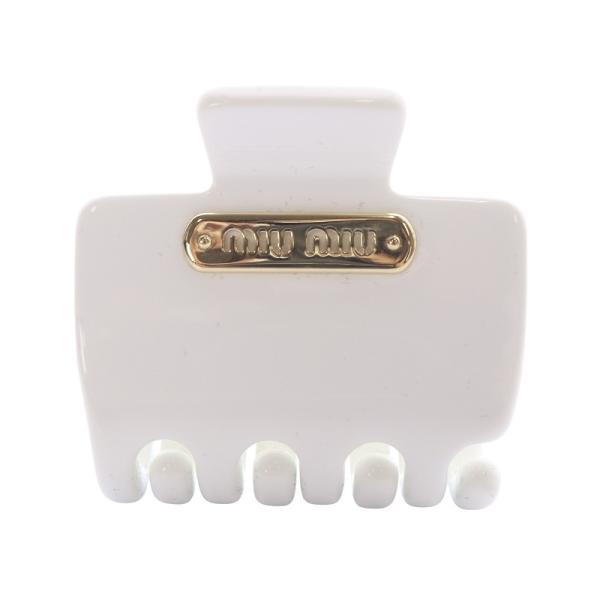 ミュウミュウ miumiu プレックス クロウクリップ ヘアクリップ ロゴ 白 ホワイト 5IF14...