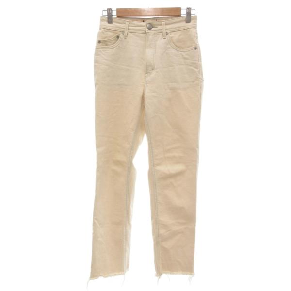 ヤヌーク YANUK ANNETTE ハイウェスト ストレート デニムパンツ カットオフ 25 白 ...