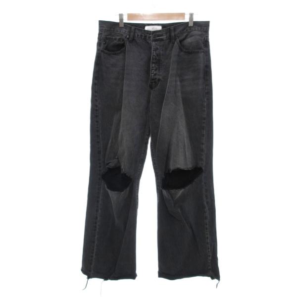 KANCAN ダメージデニム ジーンズ パンツ カットオフ 13/30 黒 ブラック /JS