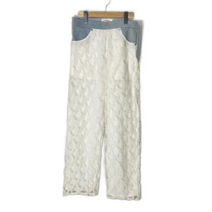 エムエーエスユー MASU エンジェルレース デニムパンツ ストレート ドッキング 44 ホワイト ブルー MFFW-PT0123 レディース