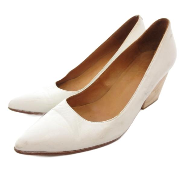 エマ ゴー EMMA GO パンプス ポインテッドトゥ チャンキーヒール レザー 36 白 ホワイト...
