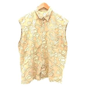 オールドネイビー OLD NAVY ノースリーブ シャツ 総柄 ベージュ メンズ