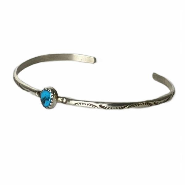 USA刻印 ターコイズシルバーバングル スタンプワーク sterling刻印 アクセサリー ブレスレ...