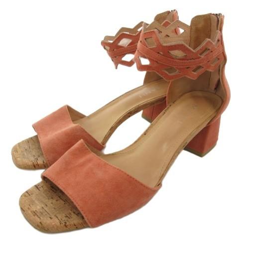 マニュ manu ストラップサンダル スエード 24 オレンジ /JS