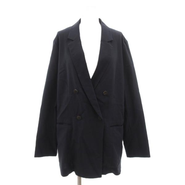 コムサ COMME CA テーラードジャケット ダブルブレスト ノッチドラペル 15 紺 ネイビー ...