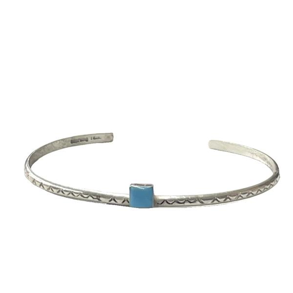 バングル スクエアカット スタンプワーク ロイストンターコイズ Lambert Tahe sterl...