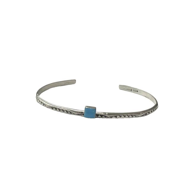 sterling刻印 Lambert Tahe ロイストンターコイズ バングル スクエアカット スタ...