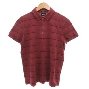 ヒューゴボス HUGO BOSS ポロシャツ 半袖 M 赤 レッド系 黒 ブラック ボーダー /GV ■GY43 メンズ