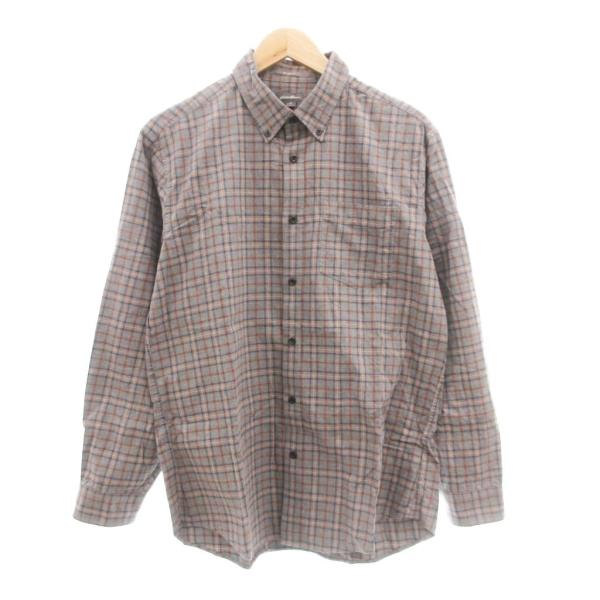 エディーバウアー EDDIE BAUER ボタンダウンシャツ BD チェック 長袖 M グレー 紺 ...
