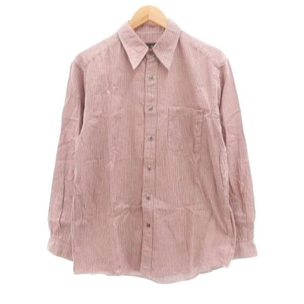 エディーバウアー EDDIE BAUER 美品 シャツ カジュアル 千鳥柄 ラウンドカット 長袖 M...