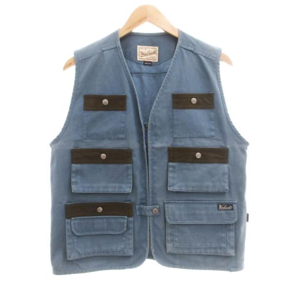 ウールリッチ WOOLRICH タクティカルベスト ダック地 ジップアップ L 青 ブルー /JS ...