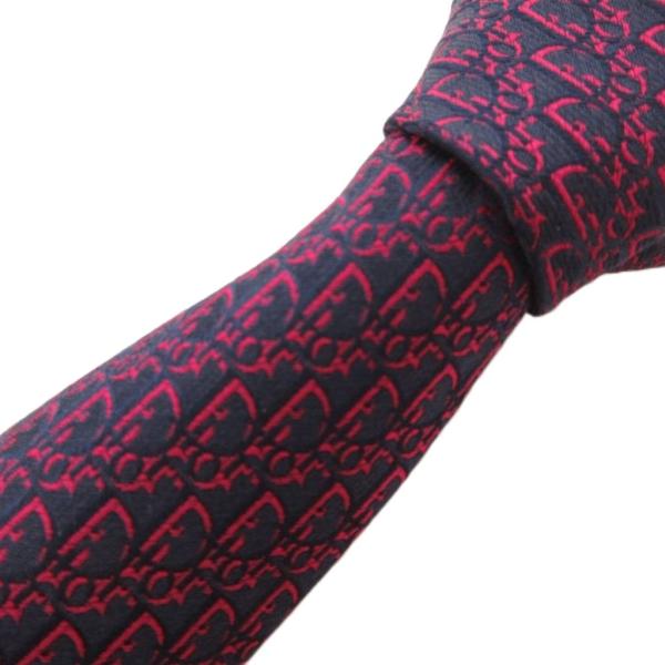 クリスチャンディオール Christian Dior ネクタイ ワイドタイ 総柄 ロゴ 紺 ネイビー...
