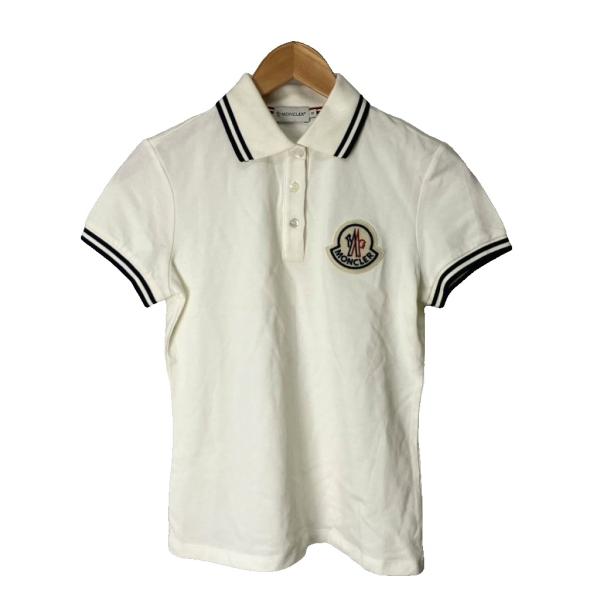 モンクレール MONCLER ポロシャツ ロゴ ワッペン 半袖 ライン S 白 ホワイト ☆AA★ ...