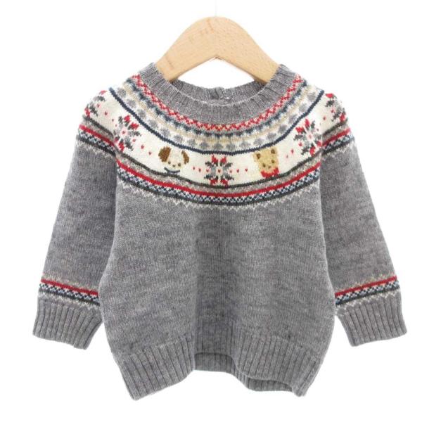 ファミリア Familiar ニット セーター 80 ノルディック柄 長袖 グレー /AE ■GY1...