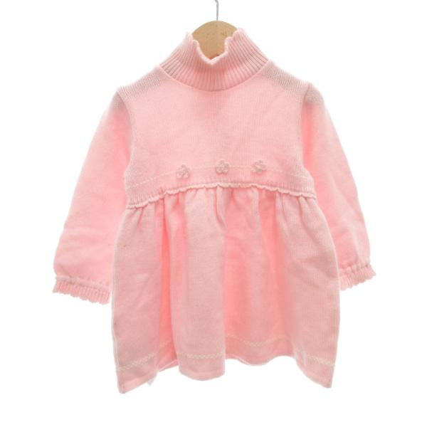 ファミリア Familiar ニット セーター 80 ハイネック 花 ピンク /AE ■GY14 キ...