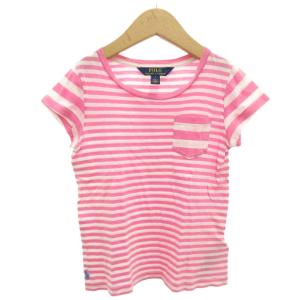 ポロ ラルフローレン POLO RALPH LAUREN ボーダーTシャツ カットソー 半袖 女の子 6 ピンク 白 ホワイト ピンク /GV ■GY14 キッズ