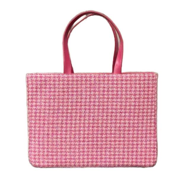 サマンサタバサ Samantha Thavasa ツイード レザー トートバッグ ハンドバッグ ピン...