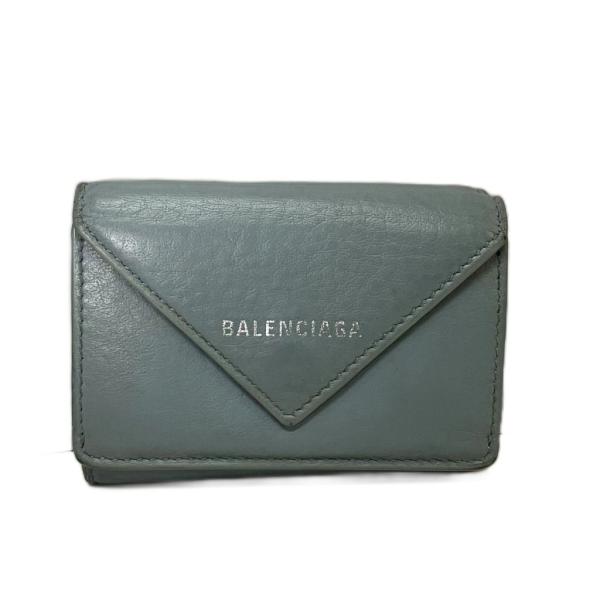 バレンシアガ BALENCIAGA PAPIER MINI WALLET 3つ折り財布 スカイブルー...