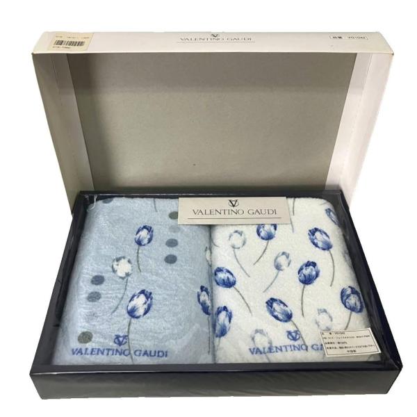 VALENTINO GAUDI タオルセット 花柄 フェイスタオル ブルー レディース
