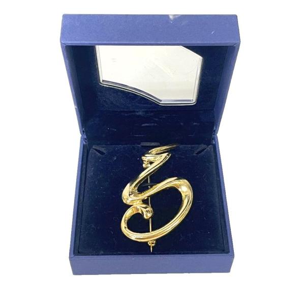 スワロフスキー SWAROVSKI コサージュ ブローチ ピン バッジ ゴールドカラー ヴィンテージ...