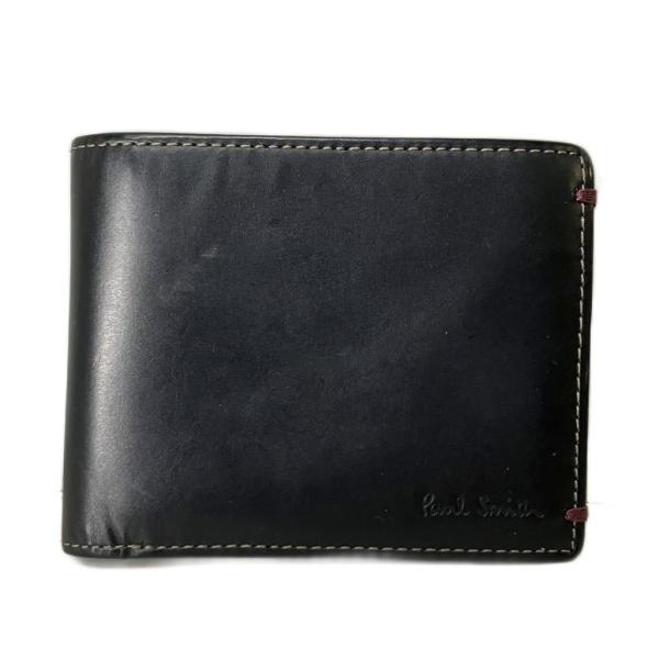ポールスミス PAUL SMITH 二つ折り財布 コンパクト ウォレット 小銭入れ ブラック メンズ