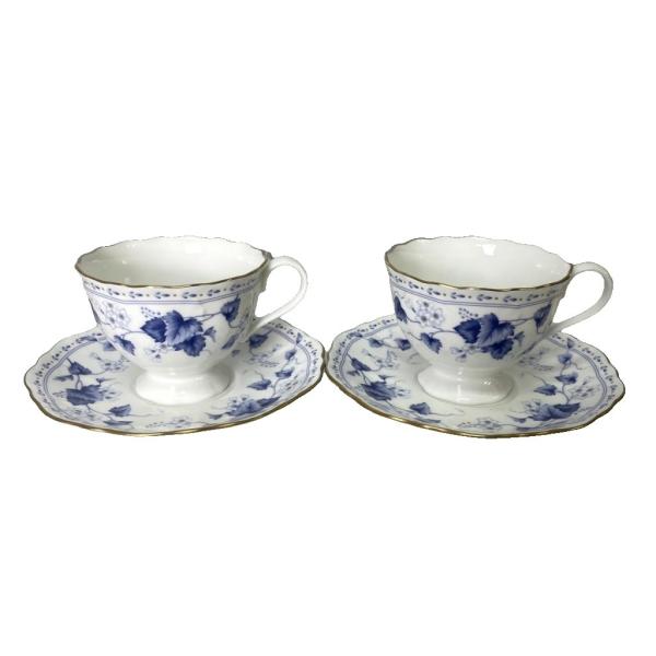 ナルミ NARUMI ソラリア ティーカップ＆ソーサー ２客セット 花柄 食器 ブルー ■GY06 ...
