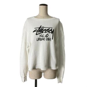 ステューシー STUSSY ワッフルカットソー サーマルカットソー 長袖 S ホワイト レディース