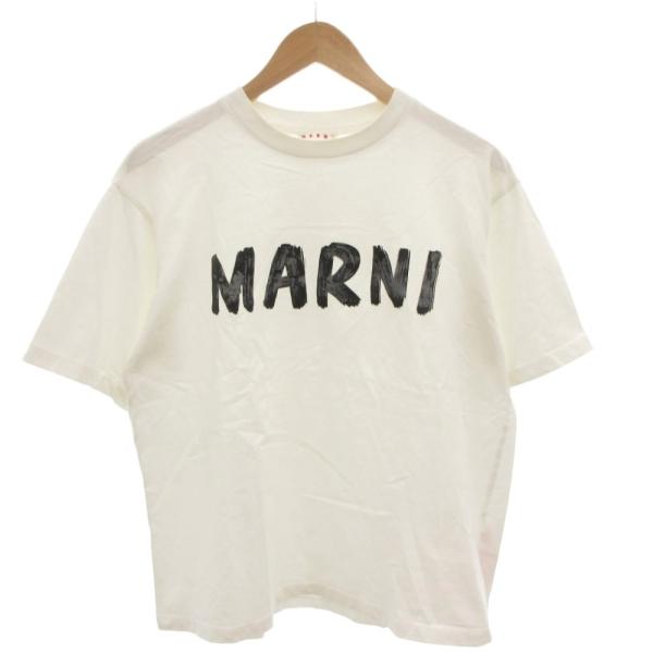 マルニ MARNI レタリングプリント オーバーサイズTシャツ カットソー 40 白 ホワイト ロゴ...