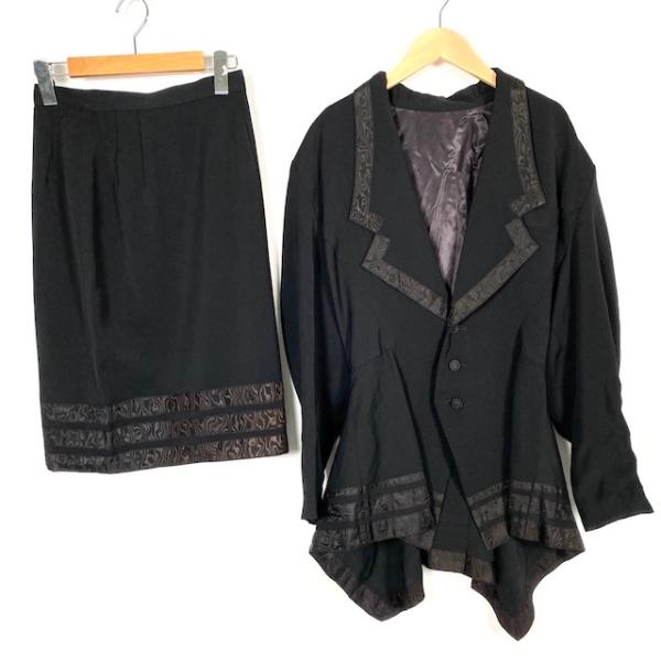 山本寛斎 Kansai JAPAN セットアップ ジャケット スカート 黒 ブラック  レディース
