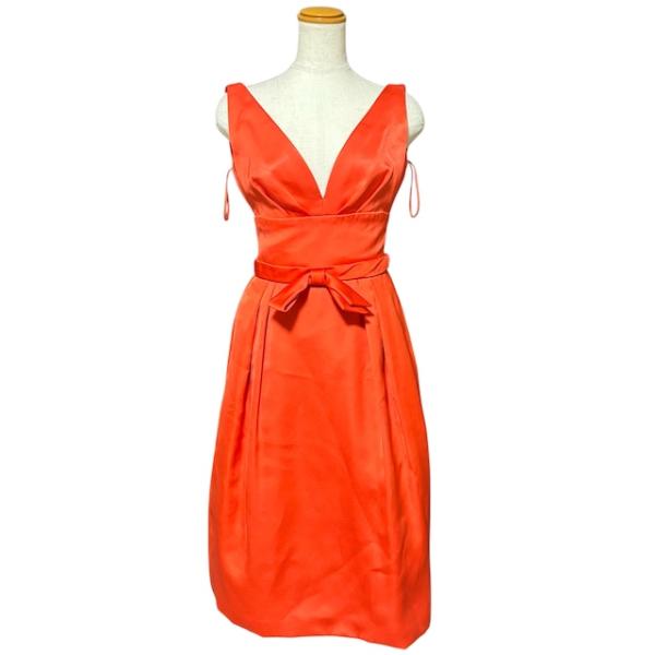エスカーダ ESCADA パーティードレス ノースリーブ 光沢 オレンジ 34 XS相当 レディース