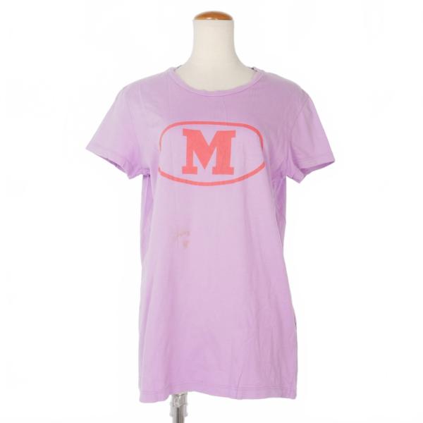 ミッソーニ MISSONI ロゴ Tシャツ 半袖 Uネック 42 紫 パープル  レディース
