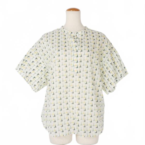 バグッタ BAGUTTA アザラシ柄 プリント シャツ スキッパーネック アニマル 半袖 42 白 ...