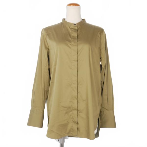 バグッタ Bagutta スタンドカラーシャツ ロングシャツ 比翼仕立て カフスデザイン S 茶 ブ...