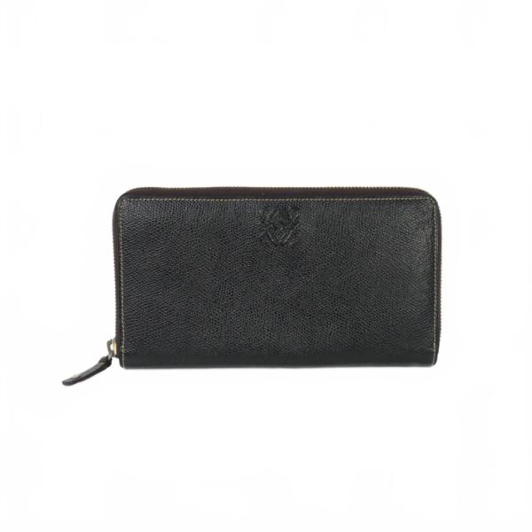 ロエベ LOEWE アナグラム レザー ジップアラウンドウォレット 長財布 ラウンドファスナー ブラ...