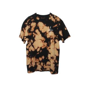 ANASOLULE 近年モデル Tシャツ 半袖 ブラック ブリーチ加工 胸元プリント バックプリント...
